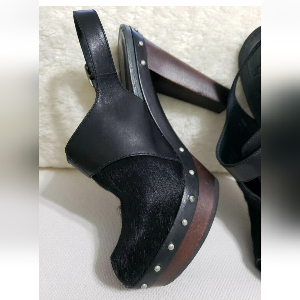 UGG Australia Nicco Black Leather Cowhide-